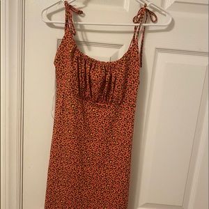 Pink Leopard Print Tie-up Dress